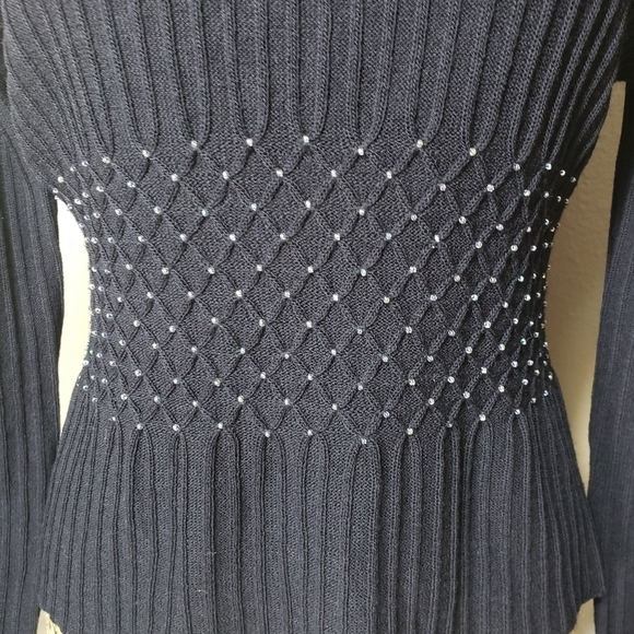 Vintage A.S.A.P Wool Beaded Ribbed Turtleneck Sweater-Size L - Picture 2 of 5